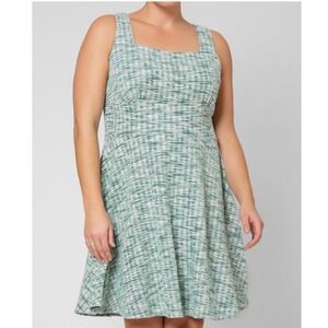 Leota Arianna Green Multi Jacquard Dress XL Sleeveless Fit & Flare Event Wedding